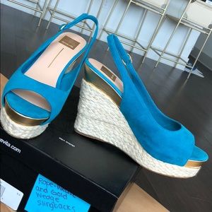 Dolce Vita Suede wedges, teal, 9.5 (new with box)
